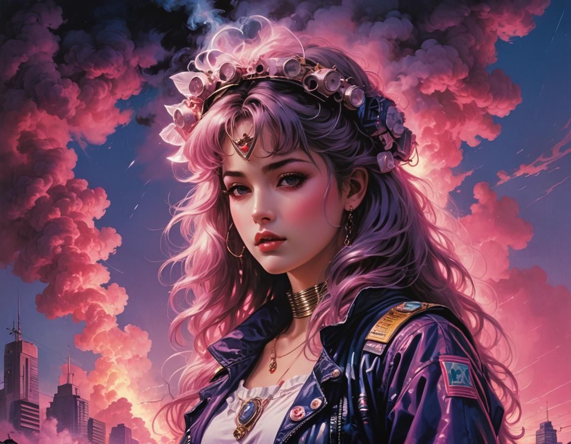 Surreal Vaporwave Youth in Synthwave Style