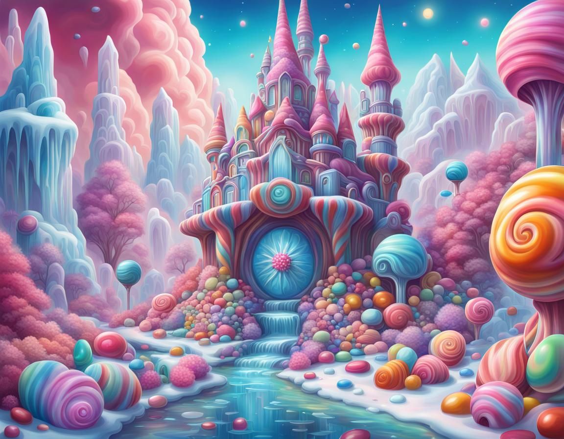 Cosmic Candy Kingdom: Hyperrealistic Digital Illustration