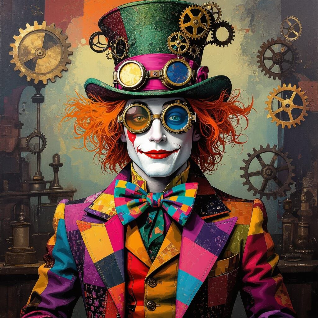Steampunk Mad Hatter in Pop Art Style