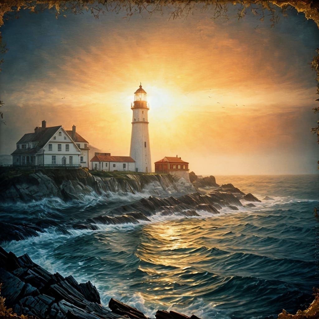 Vintage lighthouse Painting