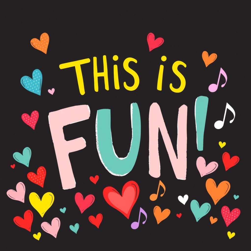 Joyful Whimsical Inscription in Bright, Playful Font