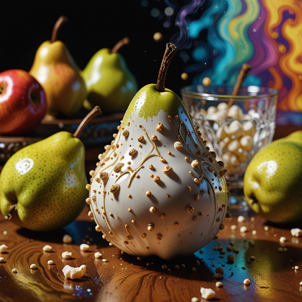 Dreamlike White Pepper and Pear in a Festive Dreamscape