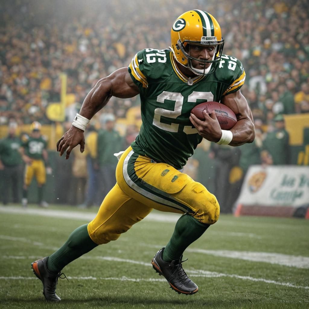 Photorealistic Green Bay Packers Running Back