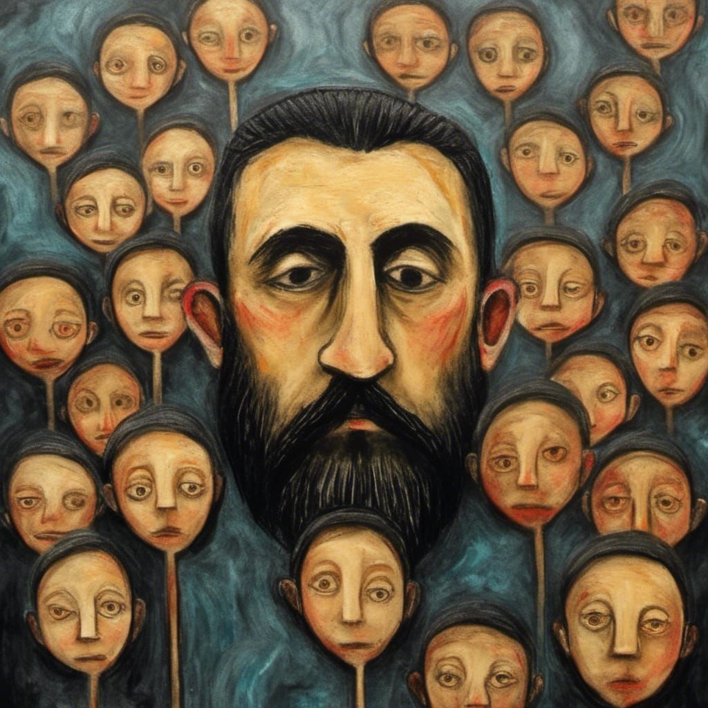 Anxiety Portrait in Titian Style with Ink