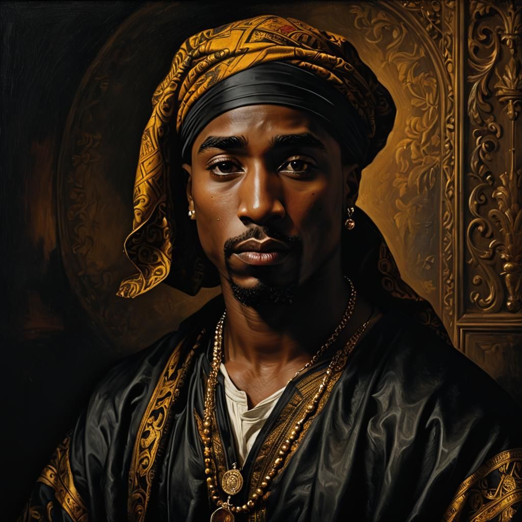 Tupac Shakur Portrait in Dutch Masters Style