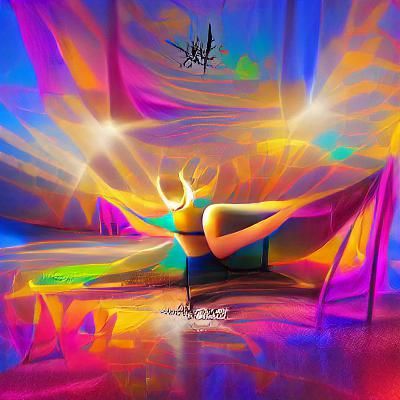 Tranquil Yoga Scene in Abstract Airbrush Art