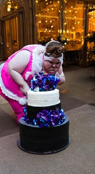 Distorted Figure Consuming Wedding Cake