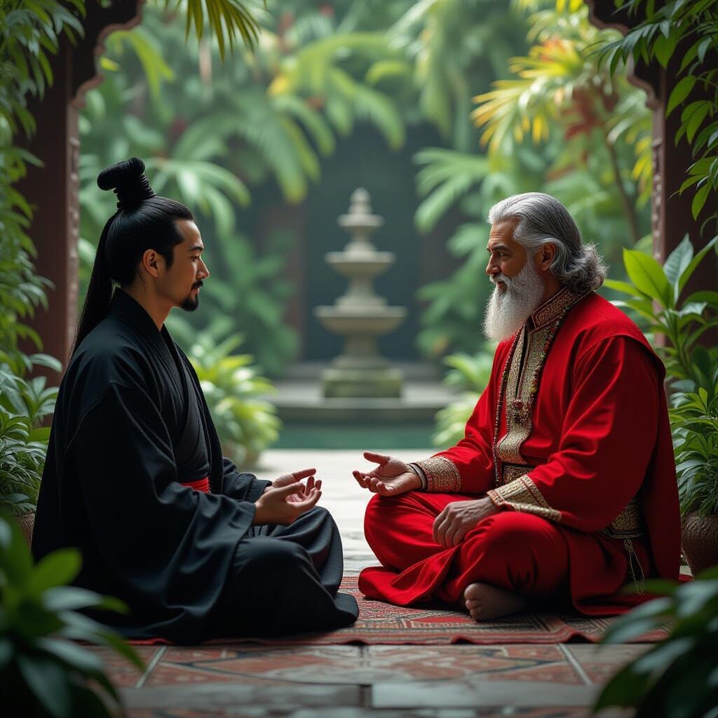 Thai Man and Italian Gentleman in Secret Garden