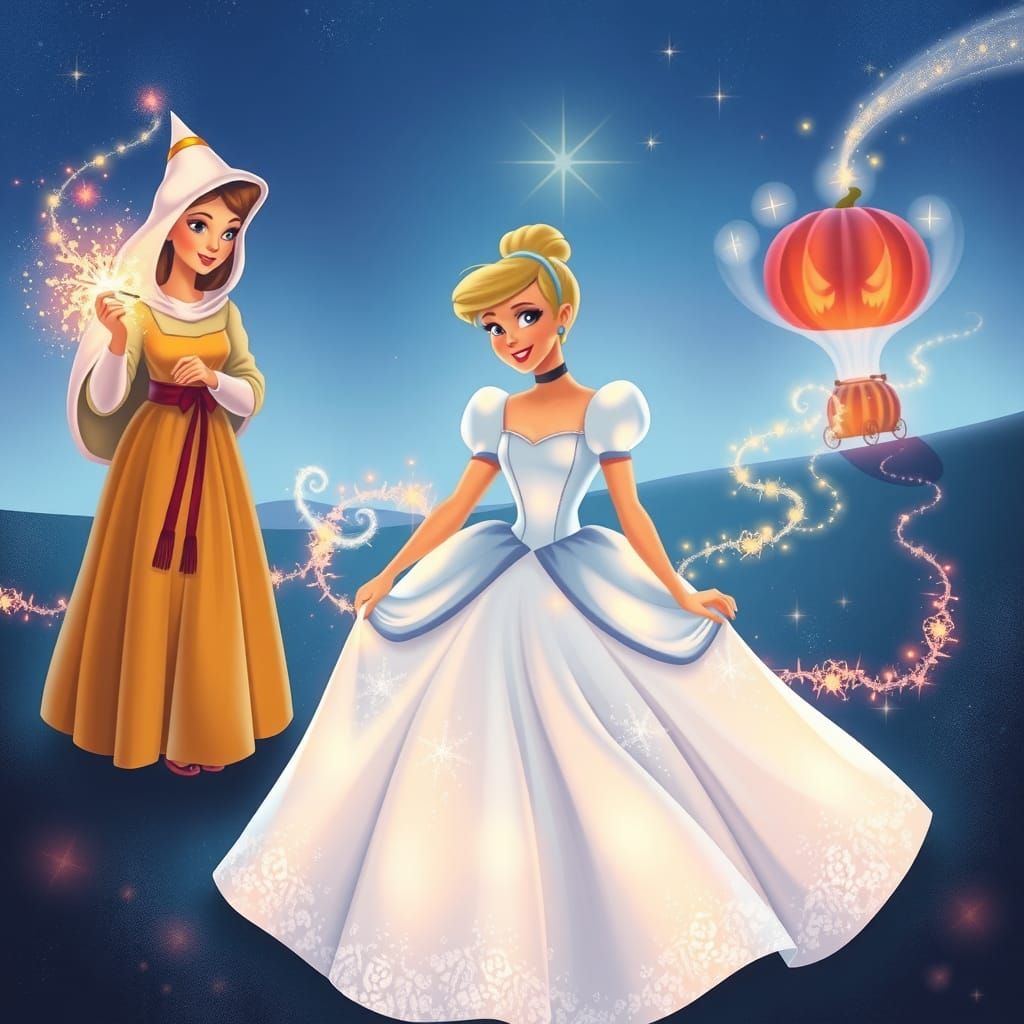 Cinderella's Transformation in Classic Disney Animation Styl...