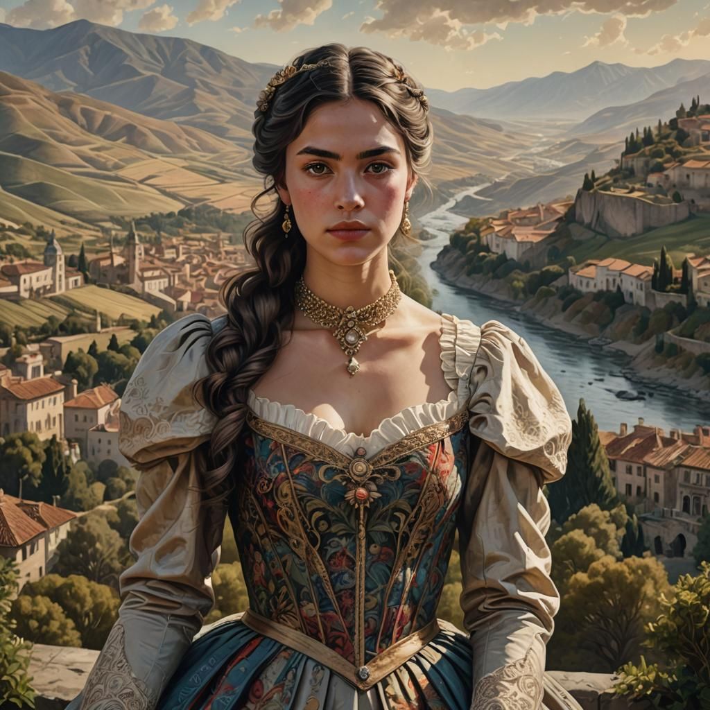 Elegant 19th Century Portrait in Fantasy Art Style