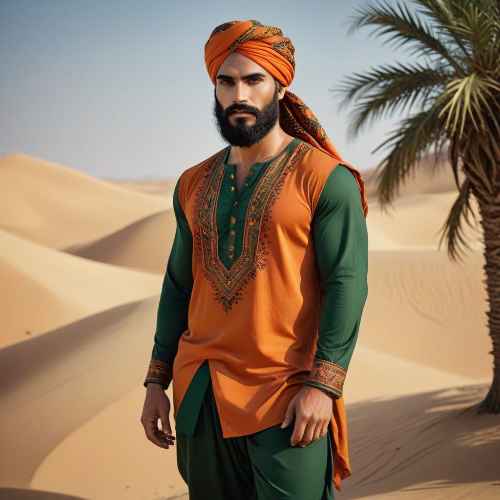 Middle Eastern Man with Turban Portrait