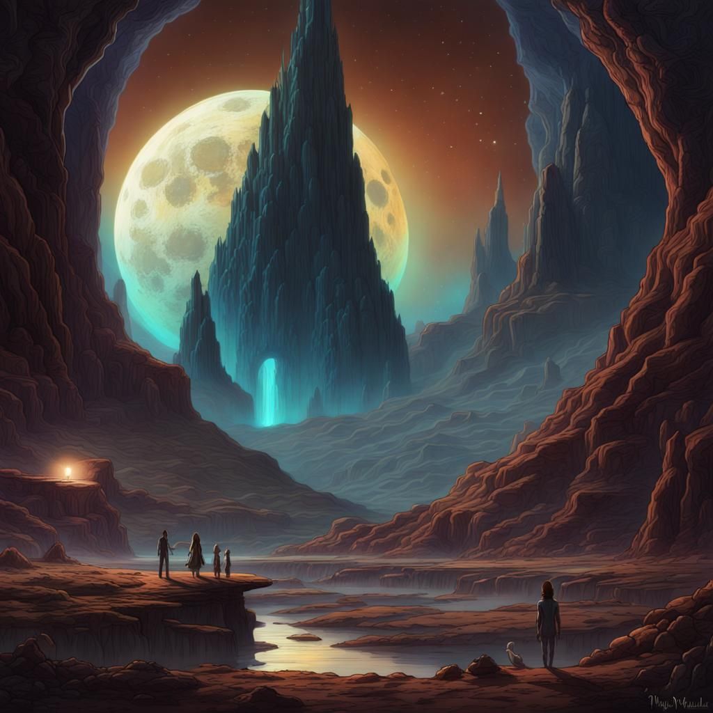 Colorful Aliens Sing Under Earthrise: Digital Matte Painting