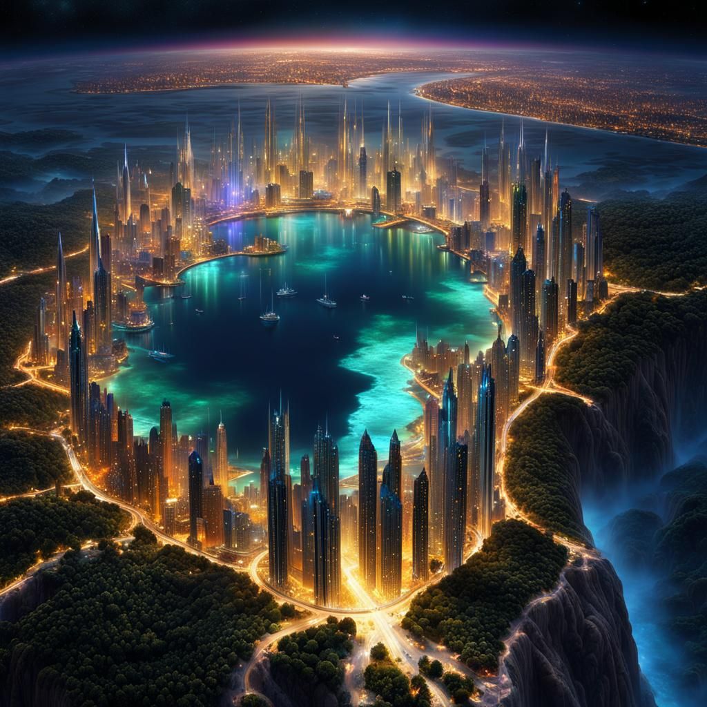 Futuristic Atlantis: Polychromatic Underwater Megapolis