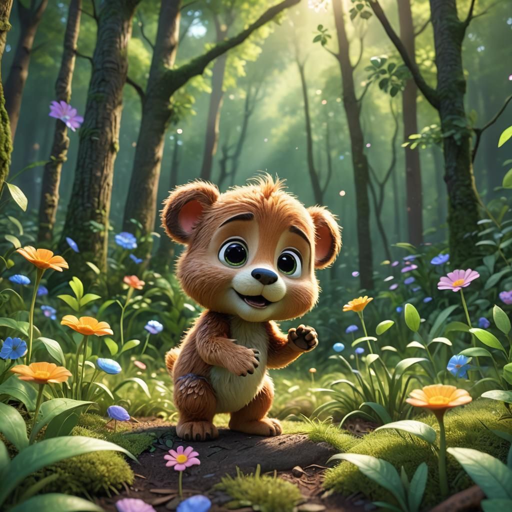 Cute Baby Animal Animation in Pixar Style