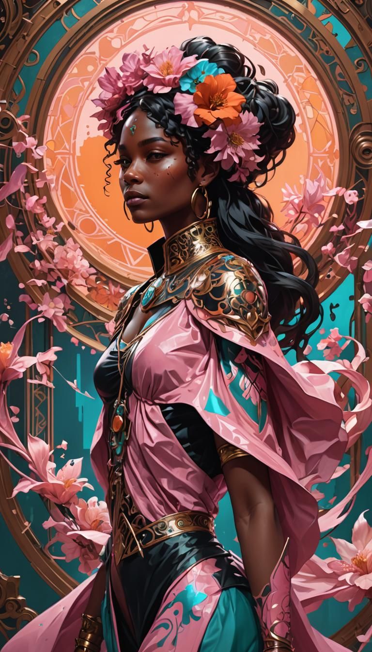 Pink-Skinned Woman: Hyperdetailed Digital Concept Art