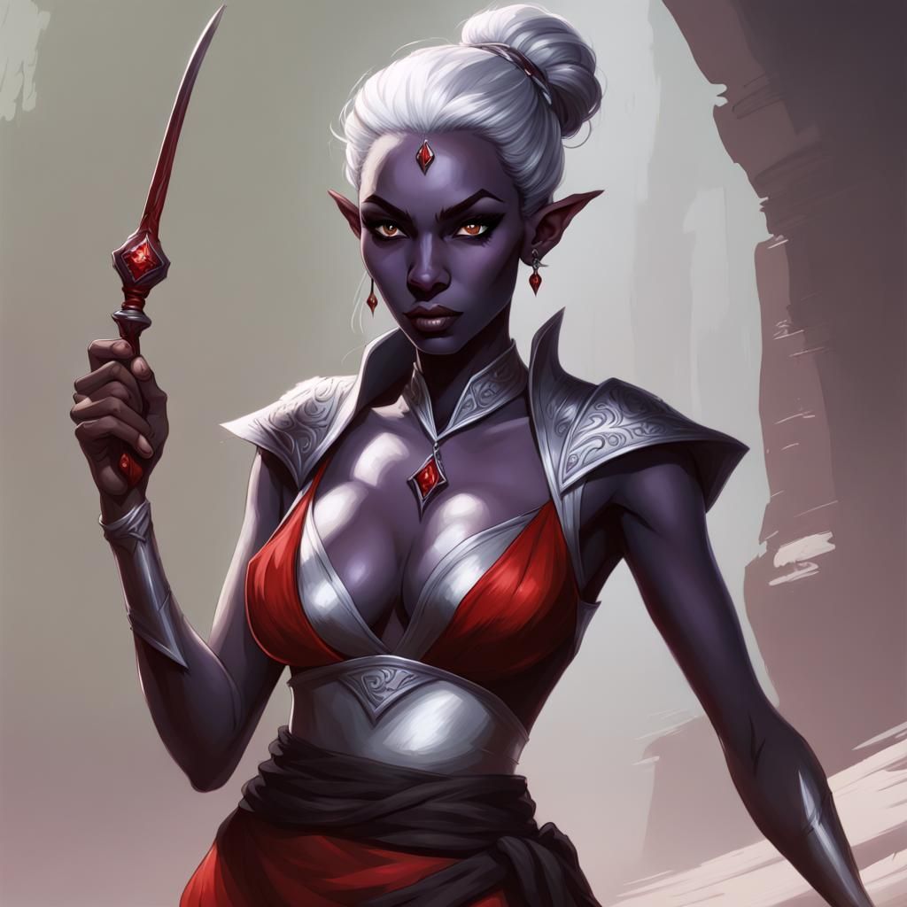 Drow Elf Warlock Casting Spider Magic in Digital Art
