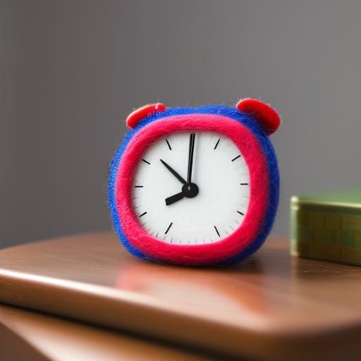 Cute 3D Felt Fiber Alarm Clock Render