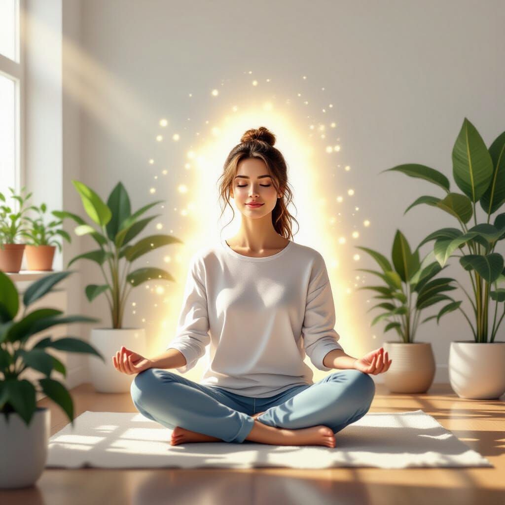 Meditating Character in Radiant Aura