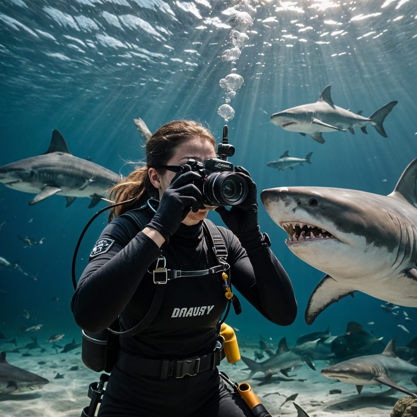 Diver Catches Sharks in Stunning Underwater Photography Shot