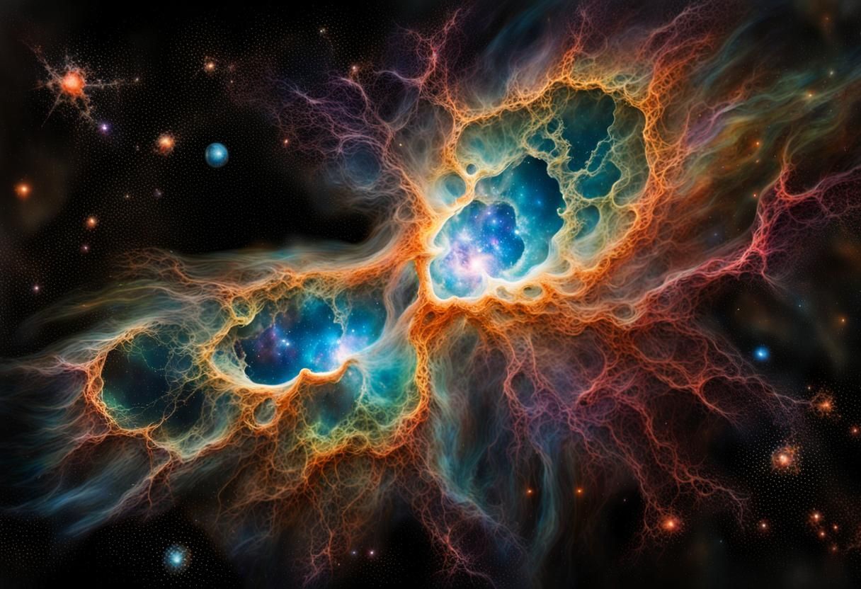 Vivid Multicolored Nebula Inspired by Cosmic Wonders