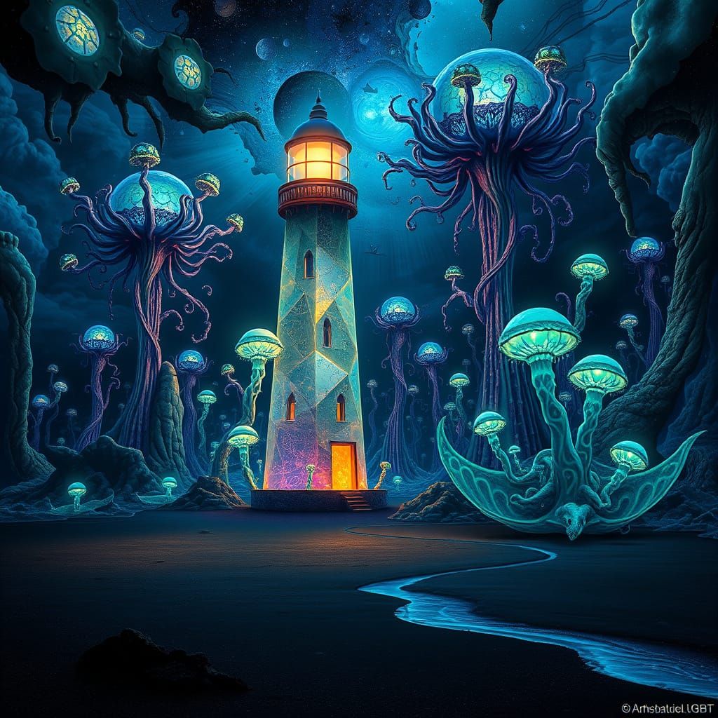 Cosmic Horror Lighthouse on Alien Beach