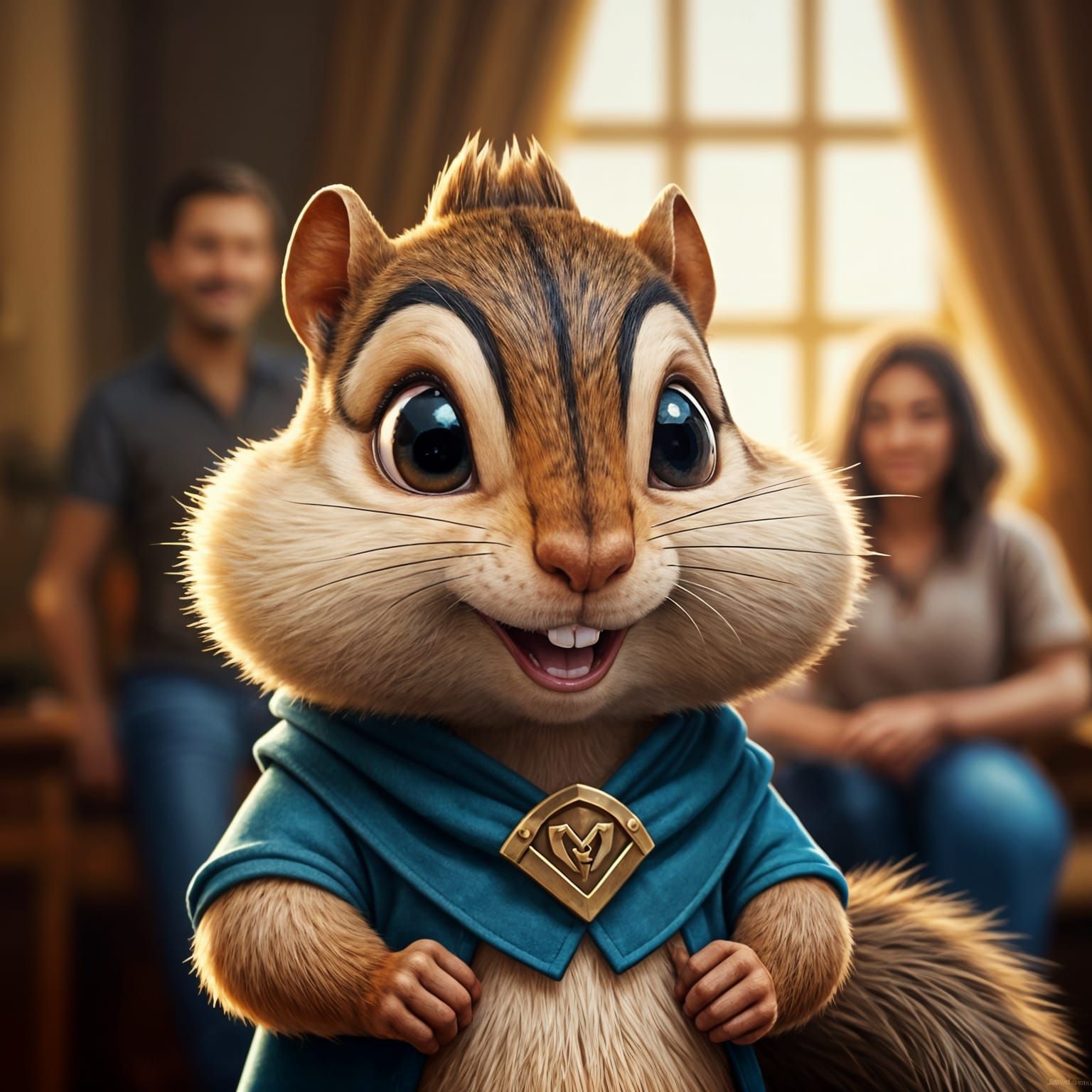 Excited Chipmunk Close-up: 3D Anime Art