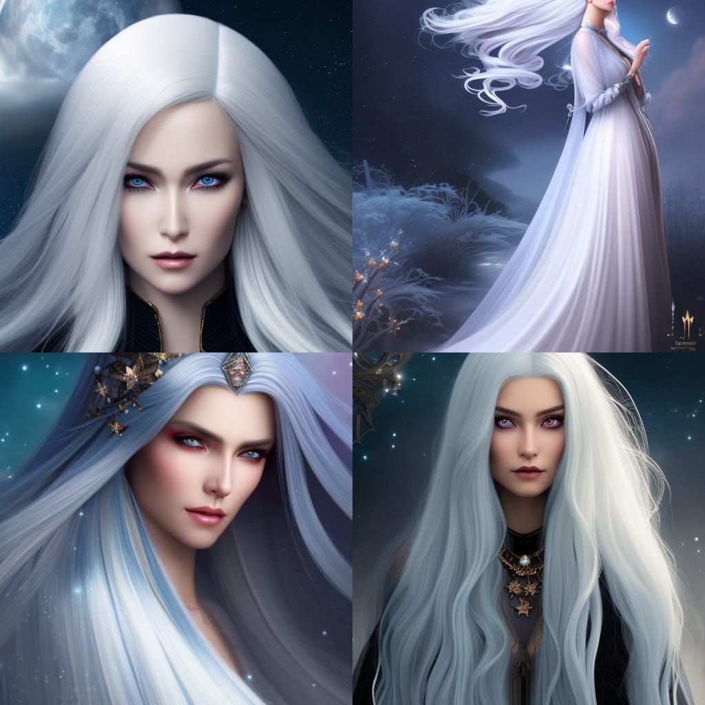 Fantasy Woman with White Hair in Detailed 3D
