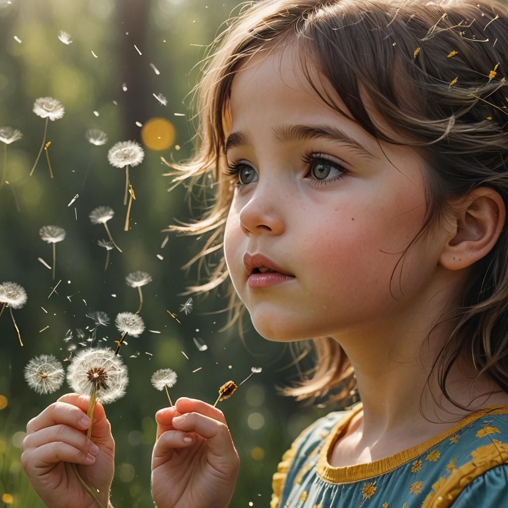 Magical Dandelion Wish: A Detailed Fantasy Scene