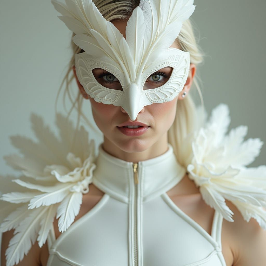 Ethereal White Goddess in High-Fashion Portrait