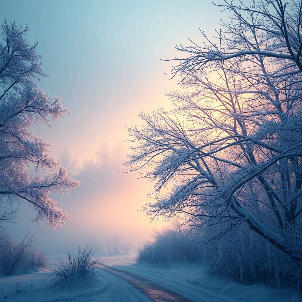 Enchanted Winter Wonderland in Hyper-Detailed Matte Painting...