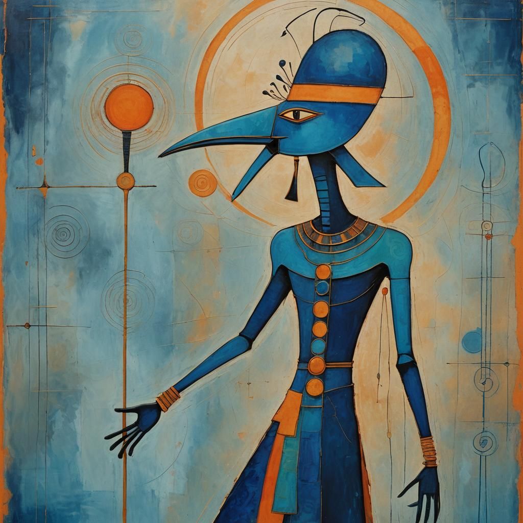 Thoth in Mystical Realm: Surreal Abstract Art