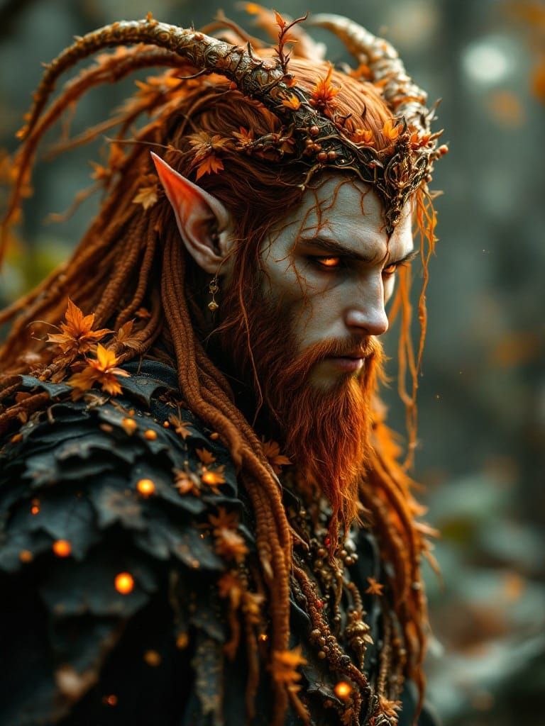 Ethereal Forest Elf King in Autumnal Light