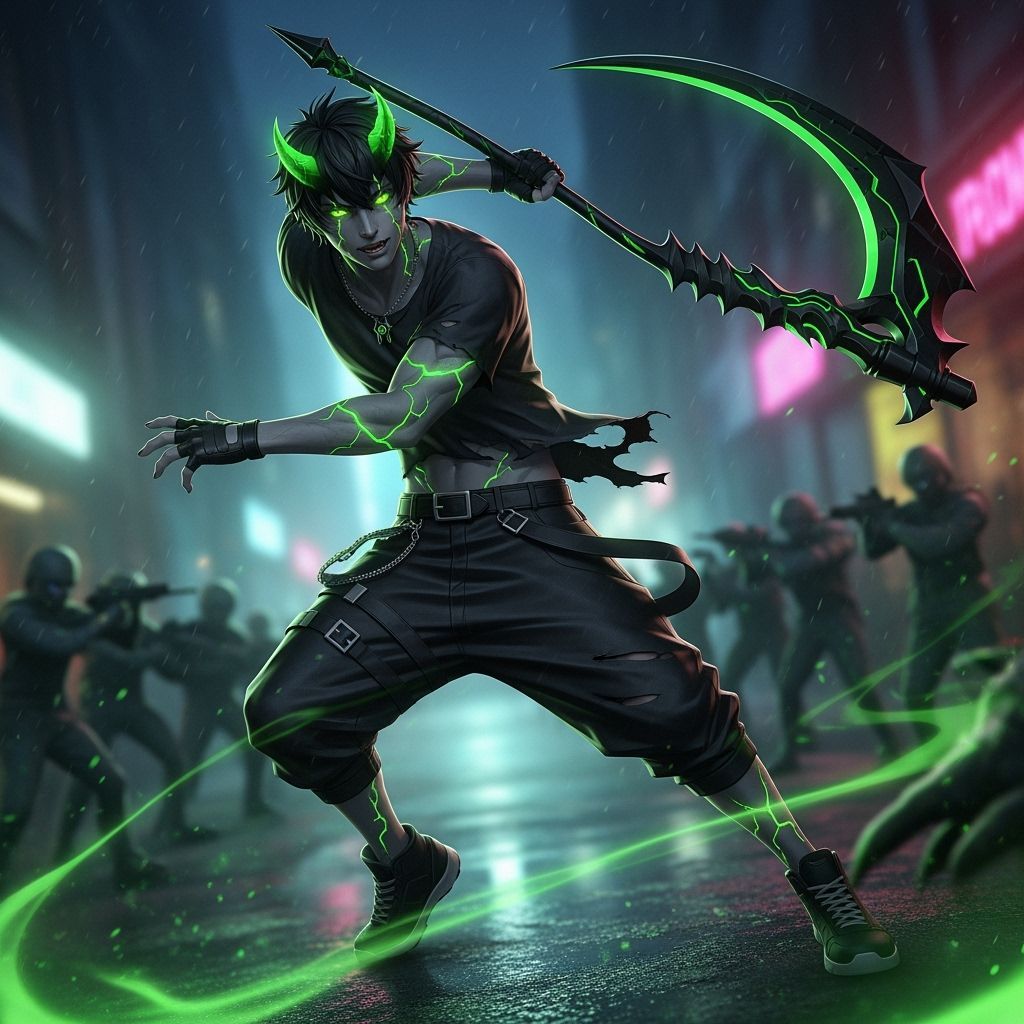 Demon Nyx in Realistic Anime Style Fighting Army