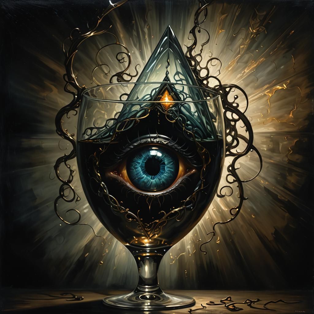 Ethereal Glass Brain in Dark Fantasy Oil Painting