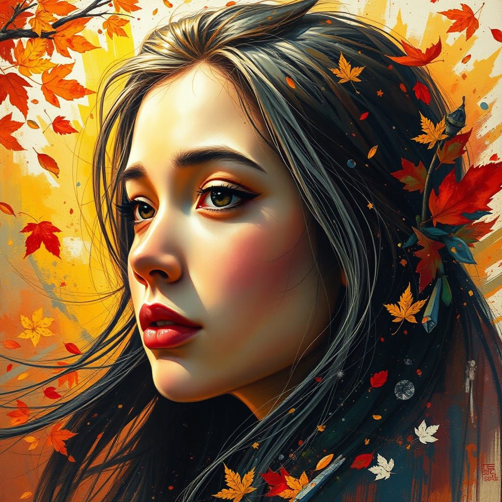 Youthful Flame Amidst Autumn's Whirlwind in Vibrant Spring C...