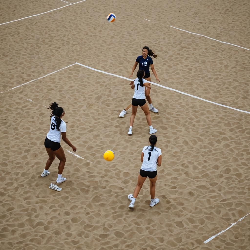 Girls Playing Volleyball on a Sunny Day