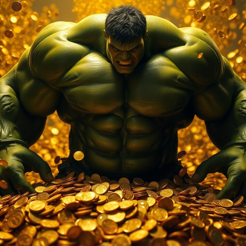 Hulk in Sea of Gold Coins, HDR