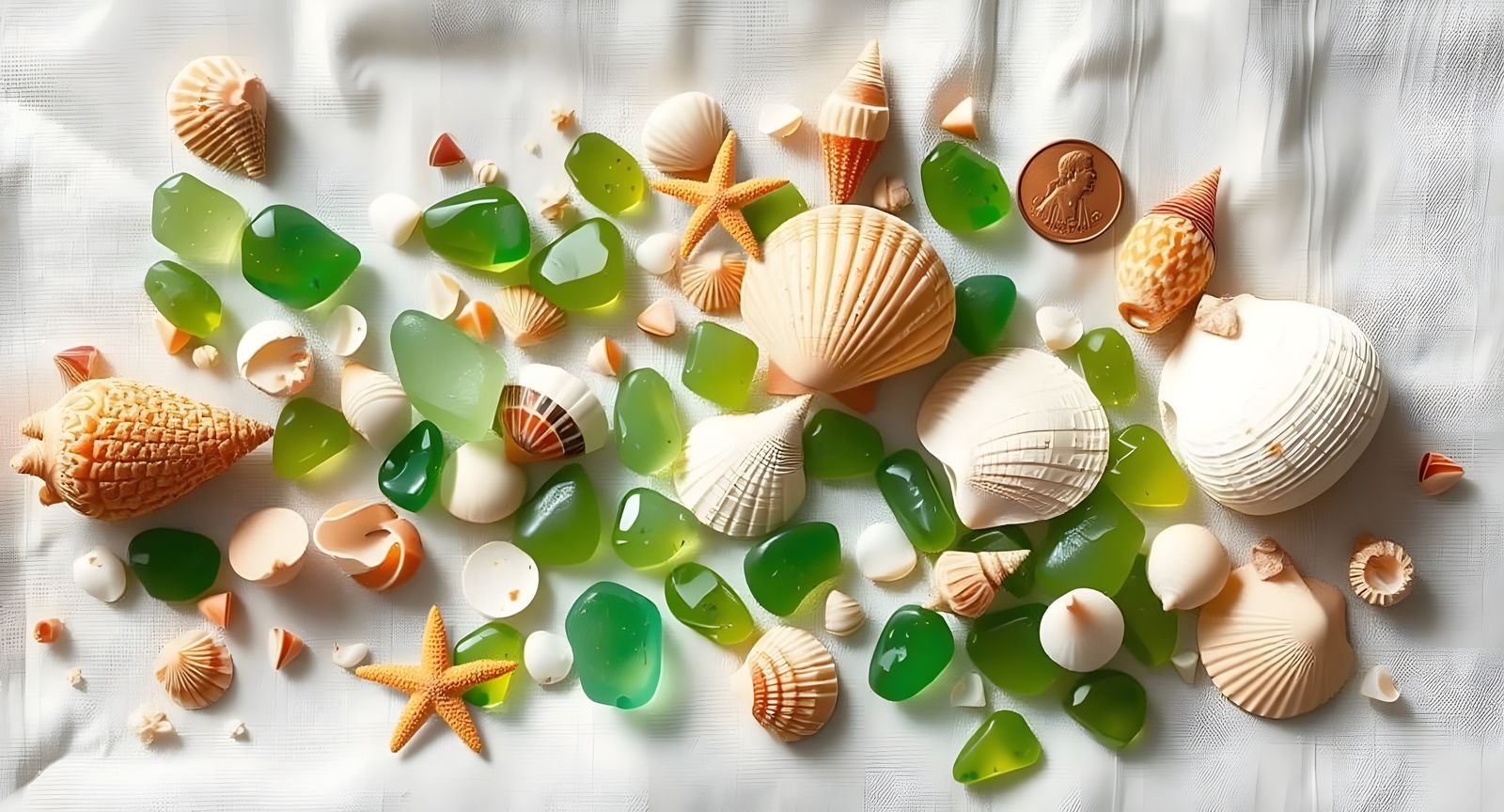 Seashells and Sea Glass Still Life