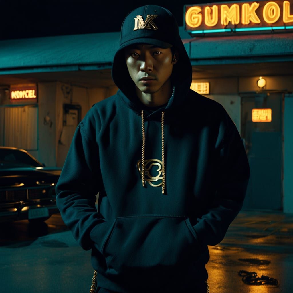 Gritty Korean Mobster Film Still in Noir Style