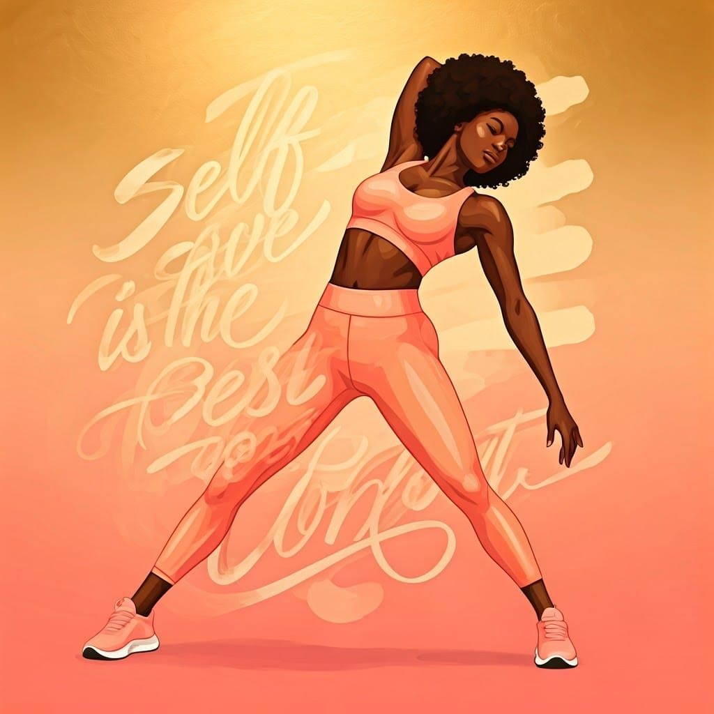 Empowered Black Woman in Activewear: Self-Love Workout