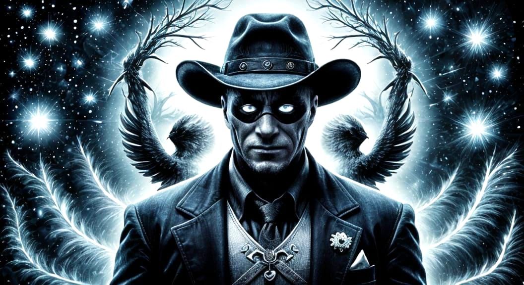 Abstract Rorschach Ink Blot with Floral Accents