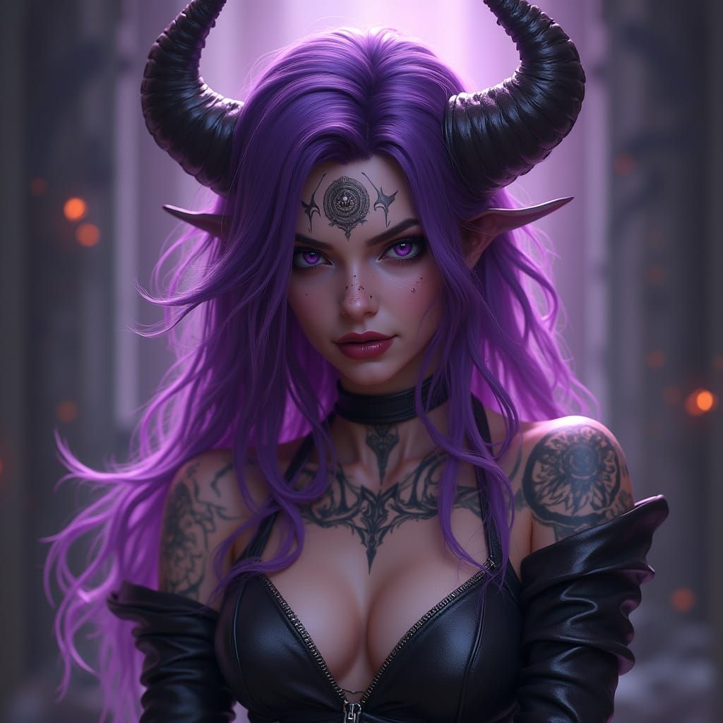 Gorgeous Female Demon in Dark Fantasy Aesthetic