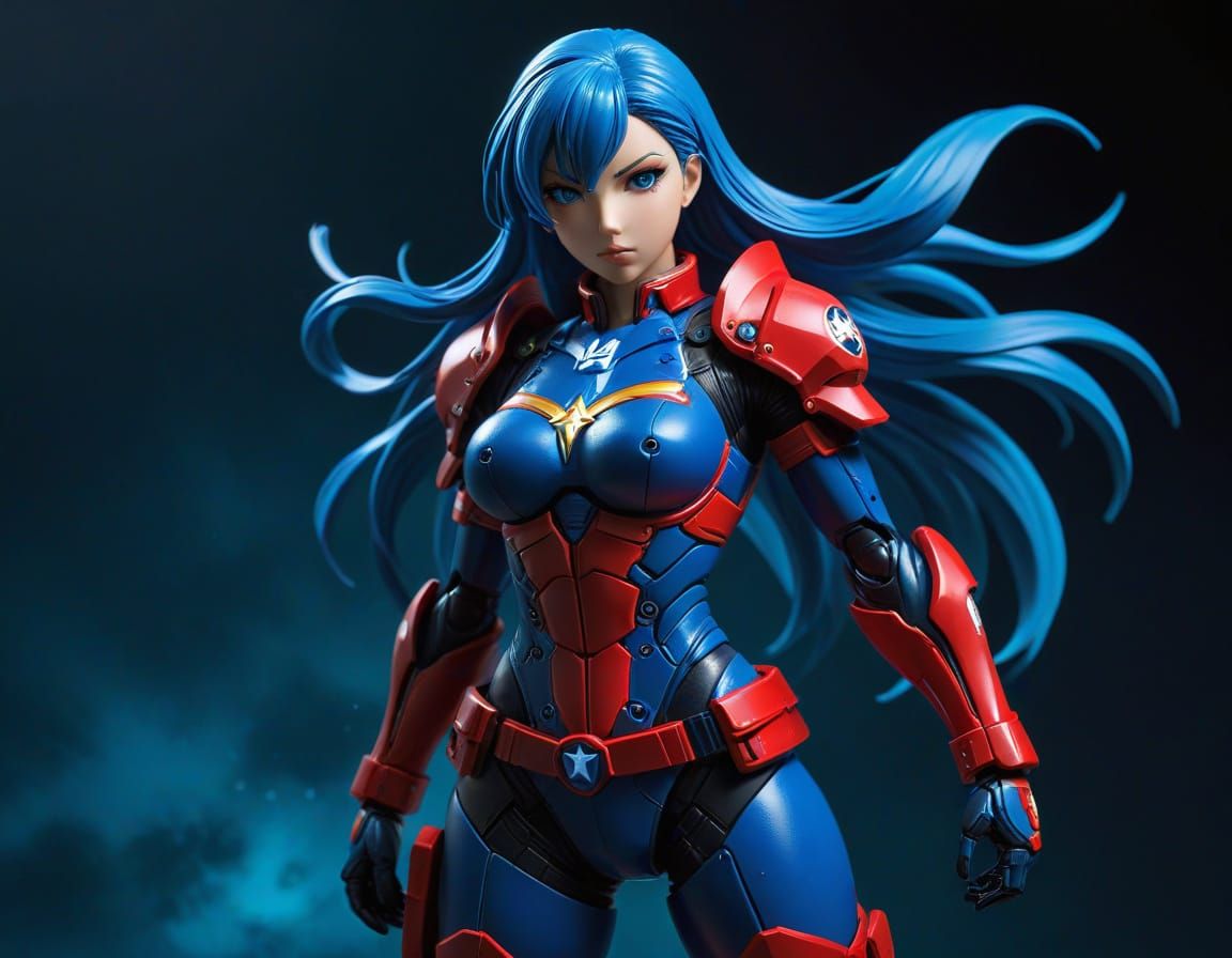 Anime Style Plastic Army Figure in Dynamic Pose