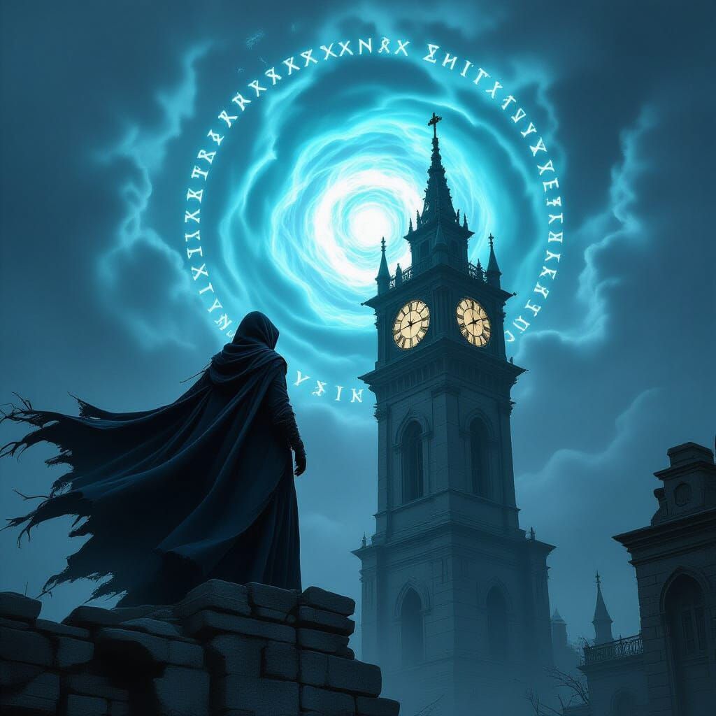 Sorceress and Vortex in Dark Fantasy Style