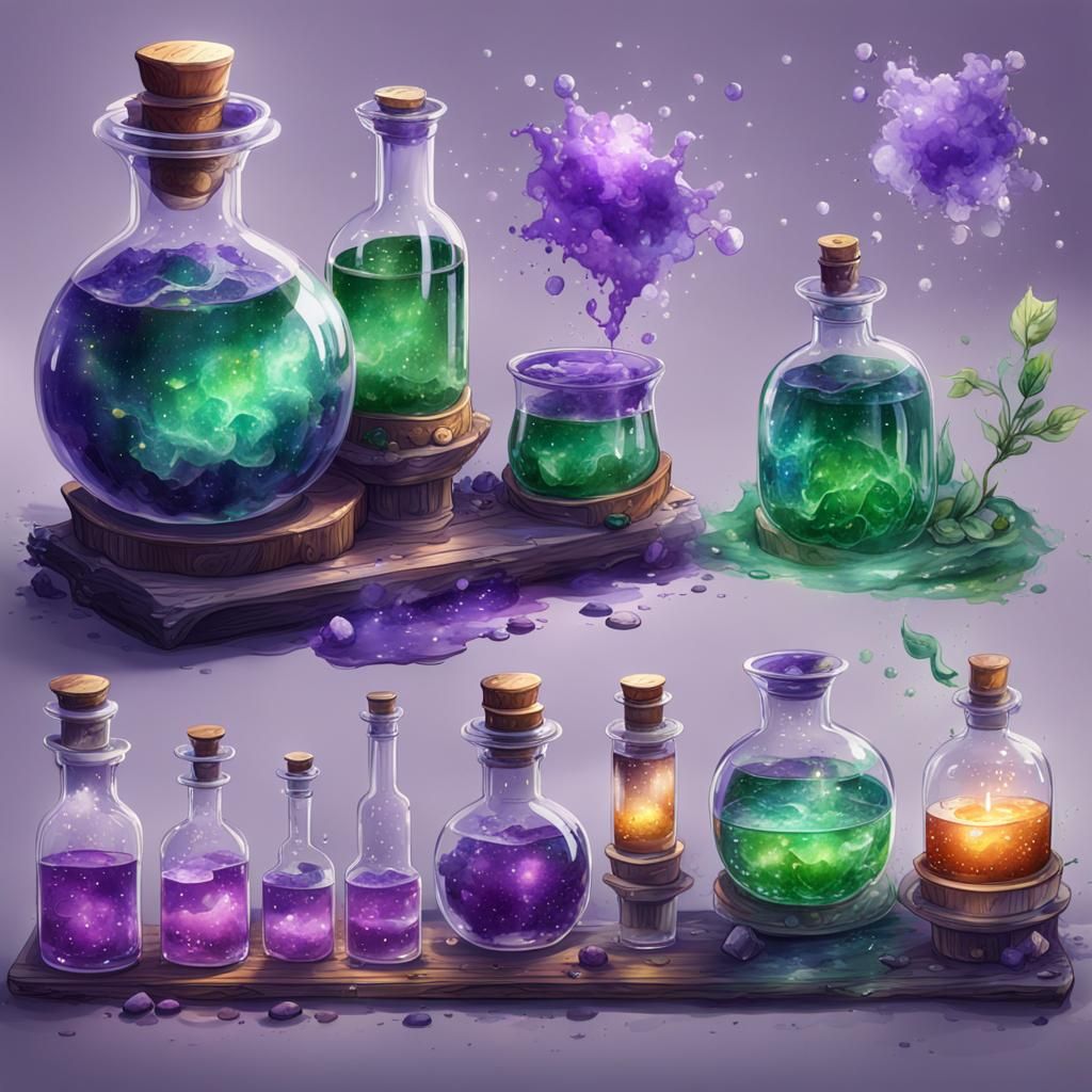 Sparkly Watercolor Science Potions with Glitter