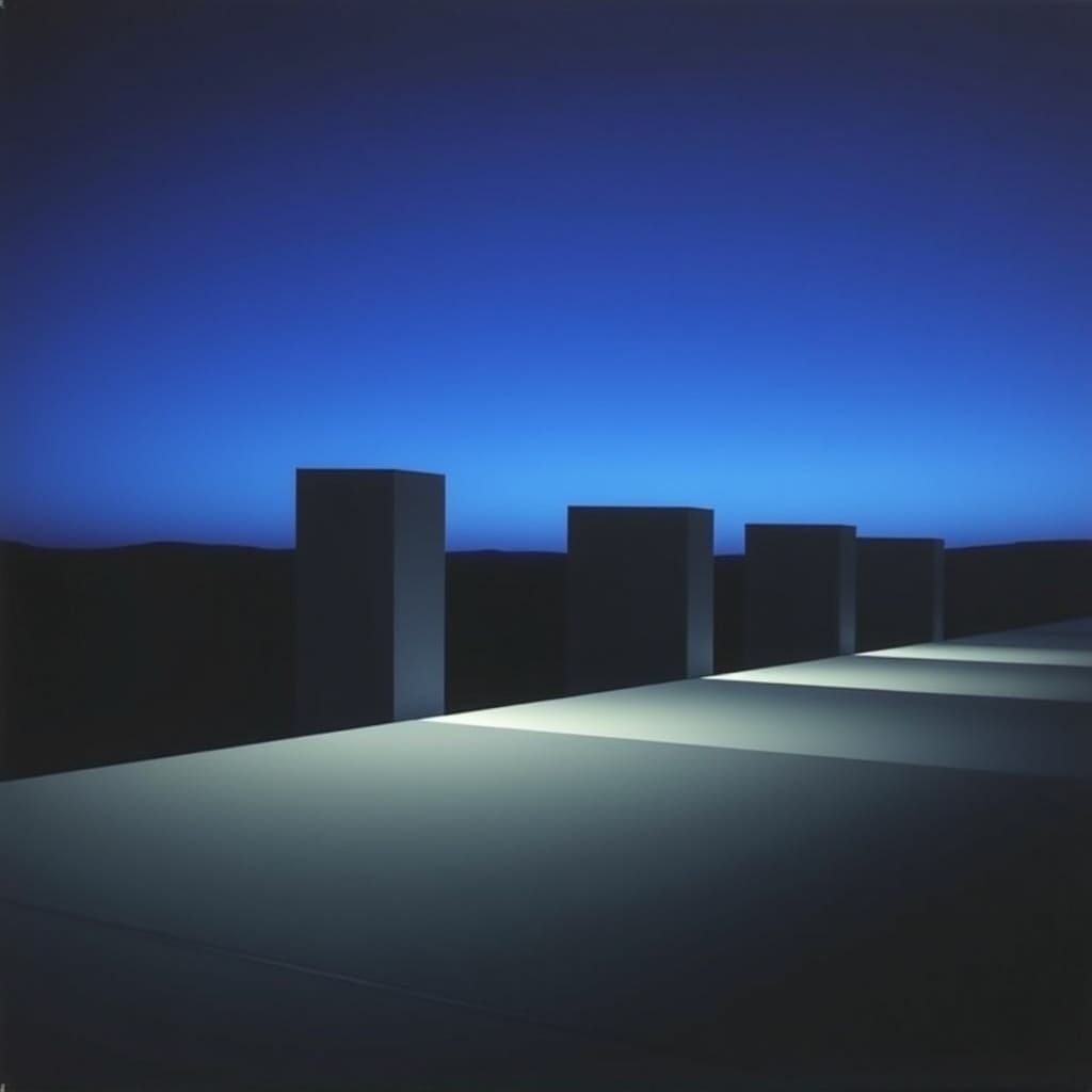 Minimalist Twilight Scene in Geometric Style