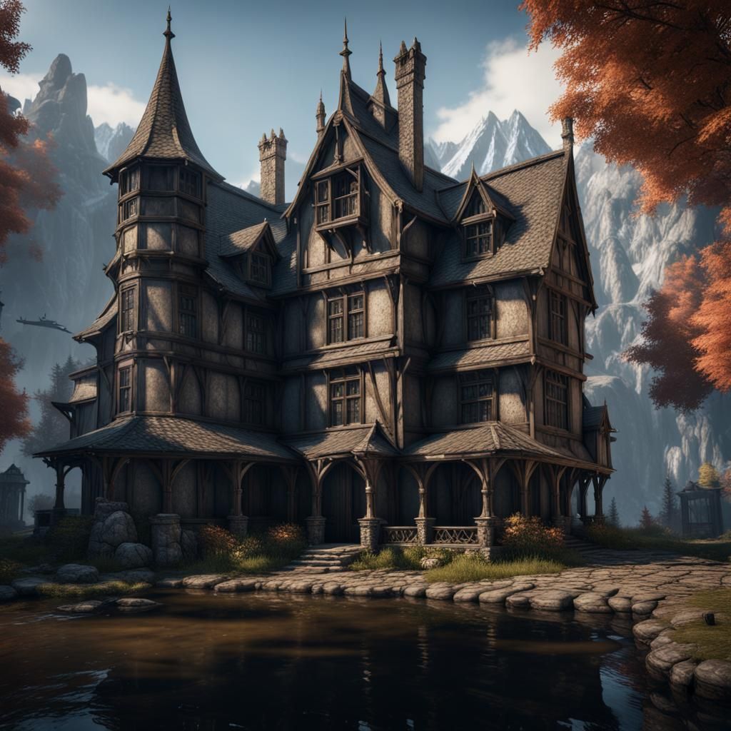 Skyrim Manor House in Detailed Matte Painting