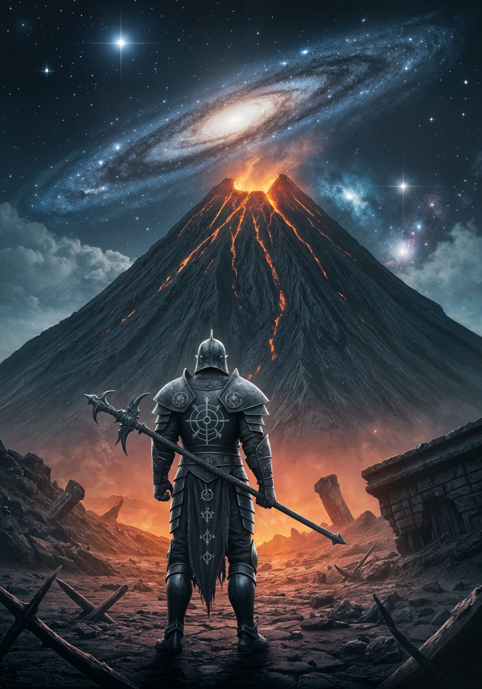 Celestial Warrior Before Dormant Volcano