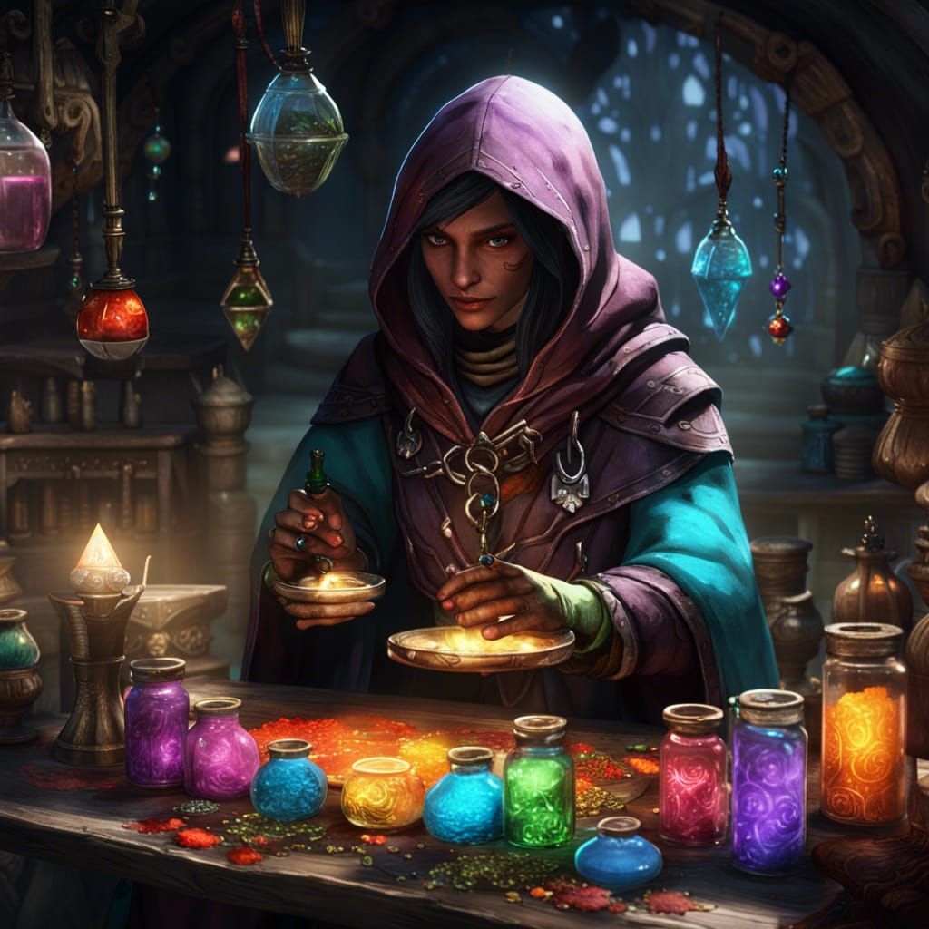 Skyrim Alchemist Creates Potions with Precision