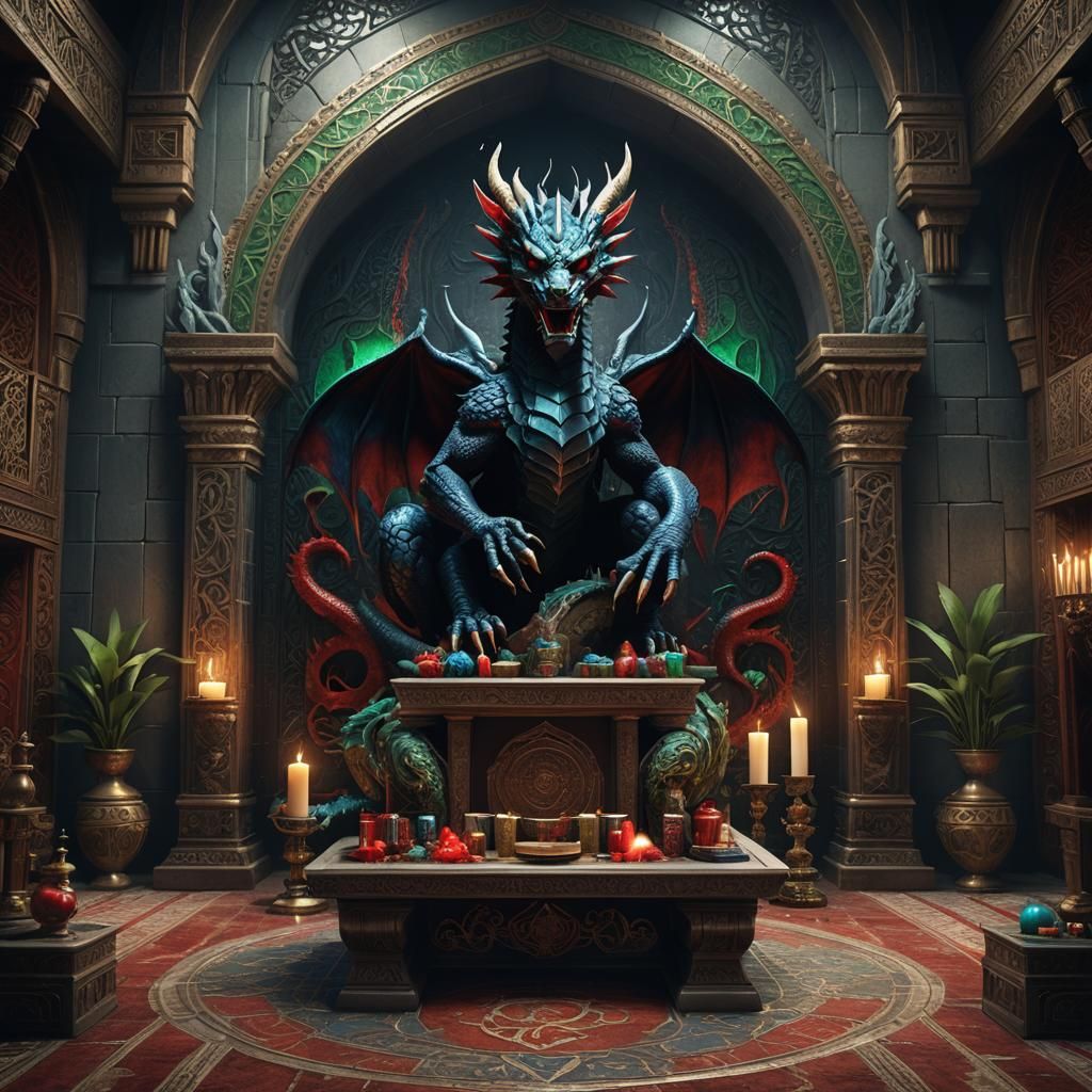 Tiamat's Altar: Dragon Symbol in Arab Room